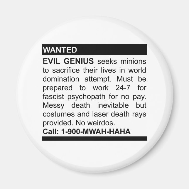 Evil Genius Ad Magnet (Front)