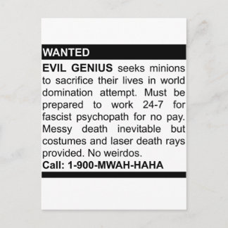 Evil Genius Ad Postcard