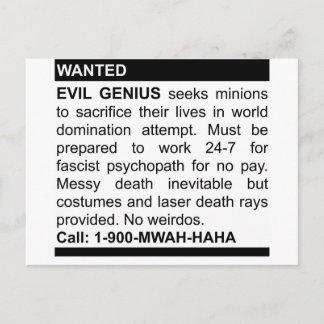 Evil Genius Ad Postcard