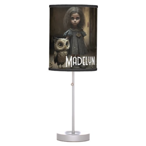 Evil Girls and Pets _ The Owl _ Personalized Table Lamp