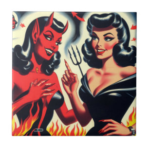 Evil Girls Ceramic Tile
