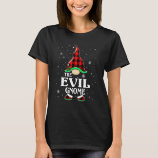 Evil Gnome Buffalo Plaid Matching Family Christmas T-Shirt