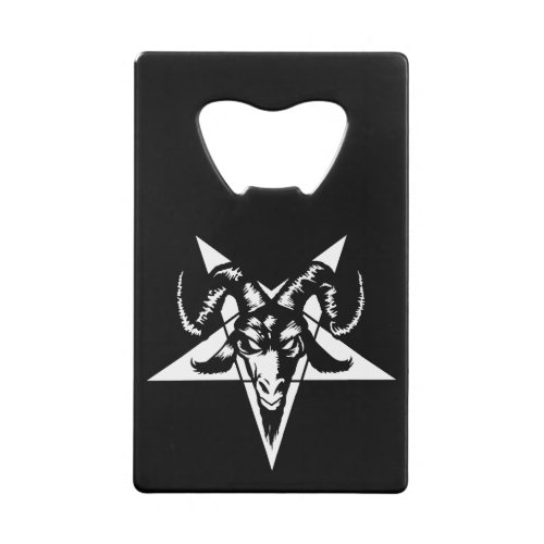 Evil Goat Head with Pentagram white Credit Card Bottle Opener