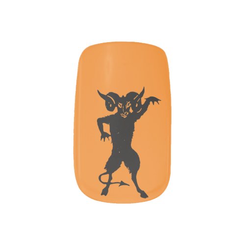 Evil Goat Hooved Devil Orange Black Halloween Minx Nail Art