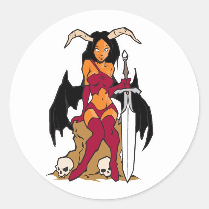 evil goddess round stickers