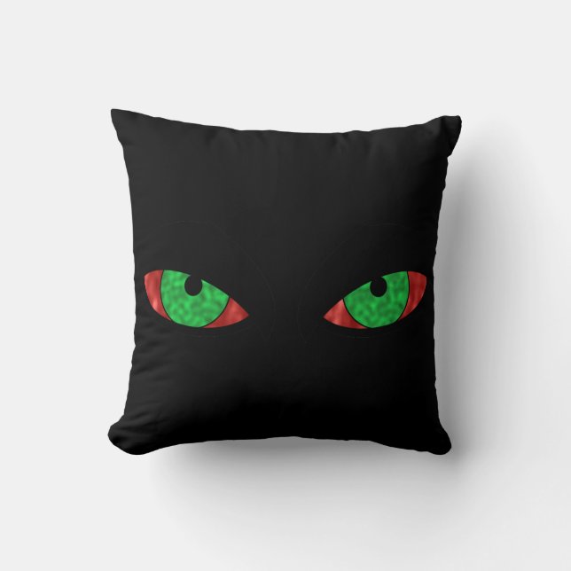 Evil Green Eyes Throw Pillow (Front)