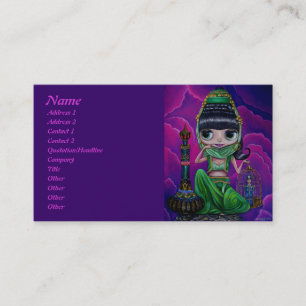Evil Green Genie with Magic Bottle Business Card