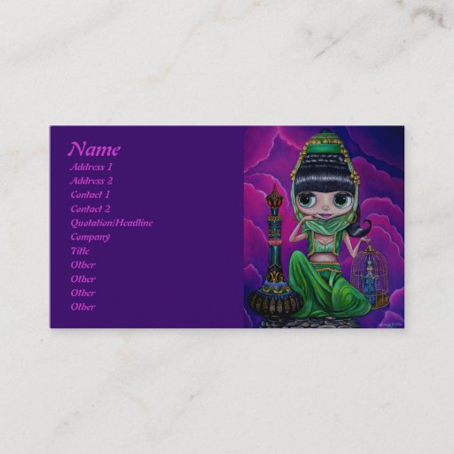Customizable Evil Green Genie with Magic Bottle Business Card Templates