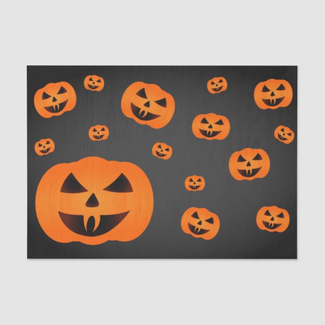 Evil Grimacing Pumpkins on Black Tissue Paper (Front)