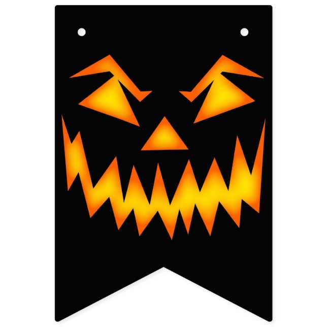Evil Grinning Face Halloween Bunting Flags (First Flag)