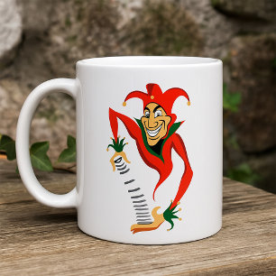Evil Grinning Jester Joker with Jack-in-the-Box Coffee Mug