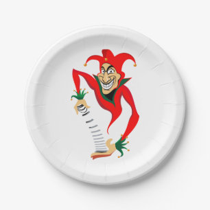 Evil Grinning Jester Joker with Jack-in-the-Box Paper Plates