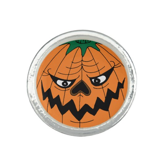 Evil Halloween Pumpkin Face Ring (Front)
