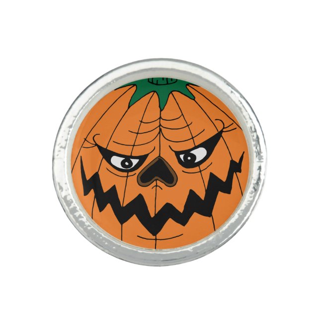 Evil Halloween Pumpkin Face Ring (Front)