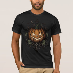 Evil Jack O Lantern Gothic Halloween Pumpkin T-Shirt