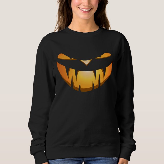 Evil Jack O Lantern Pumpkin w Vampire Fangs for Ha Sweatshirt (Front)