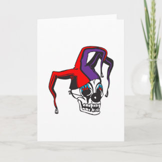 evil jester clown skull card