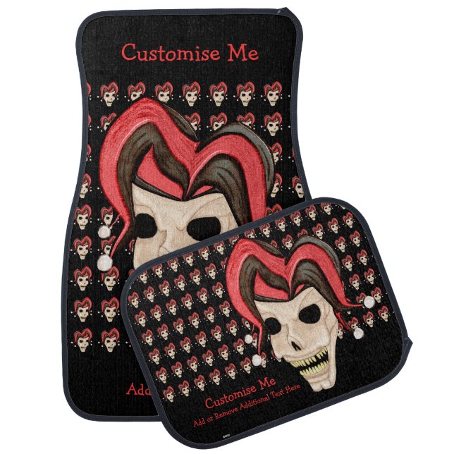 Evil Jester Skull (Red) Car Floor Mat (Set)
