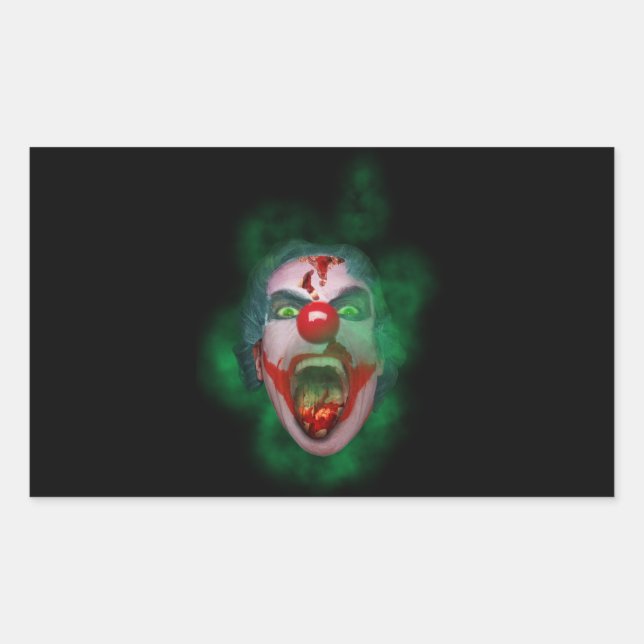Evil Joker Clown Face Rectangular Sticker (Front)