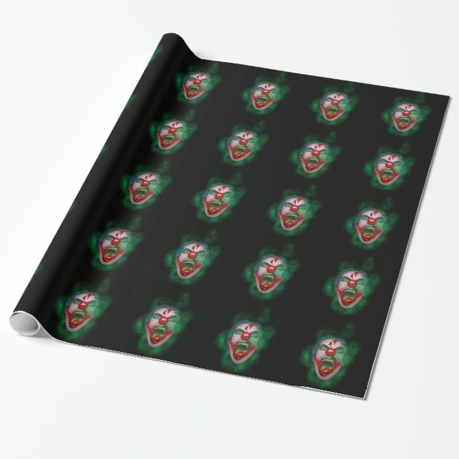 Evil Joker Clown Face Wrapping Paper (Unrolled)