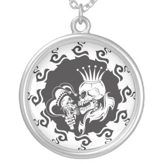 Evil King Skull Silver Plated Necklace