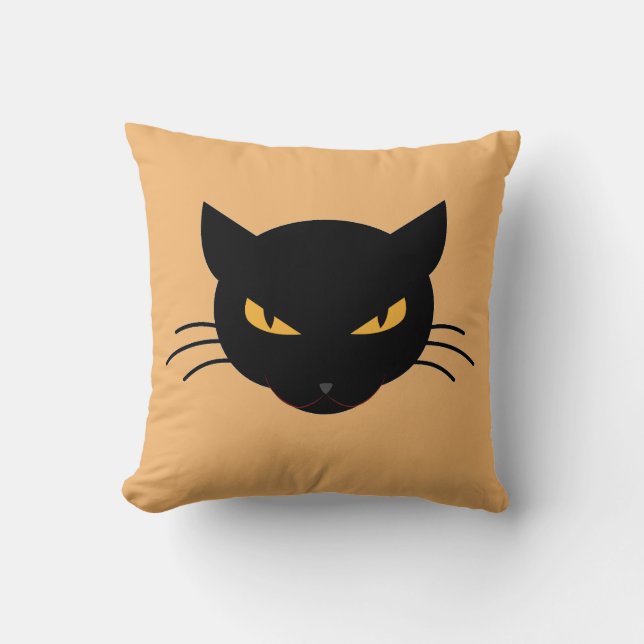 Evil Kitty Throw Pillow (Front)