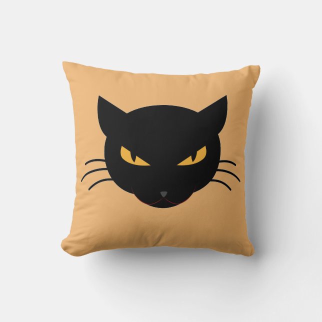 Evil Kitty Throw Pillow (Front)