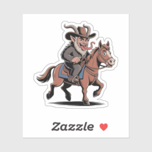EVIL Krampus Christmas Cowboy Horse Western Xmas Sticker