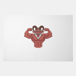 Evil Krampus Christmas Flexing Muscles Fitness  Doormat