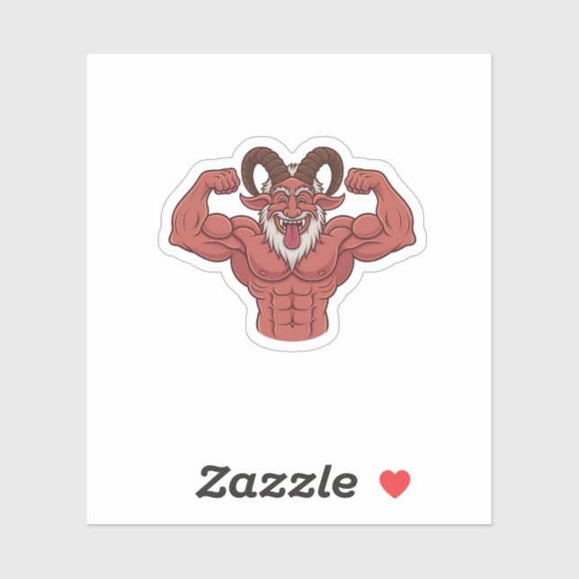 Evil Krampus Christmas Flexing Muscles Fitness  Sticker (Sheet)