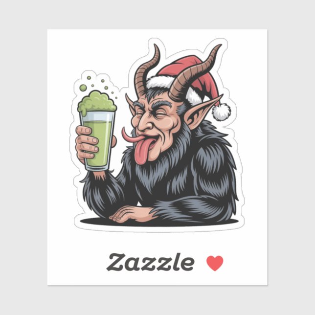 Evil Krampus Drinking Green Drink Matcha Xmas  Sticker (Sheet)