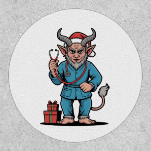 Evil Krampus Nurse Scrubs Nursing Christmas  Patch