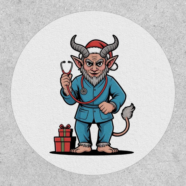 Evil Krampus Nurse Scrubs Nursing Christmas  Patch (Front)