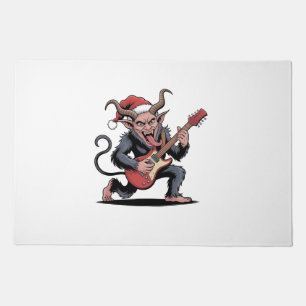 Evil Krampus Playing Guitar Electric Music Xmas Doormat