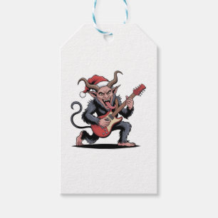 Evil Krampus Playing Guitar Electric Music Xmas  Gift Tags