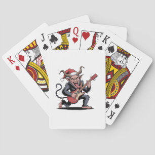 Evil Krampus Playing Guitar Electric Music Xmas Poker Cards
