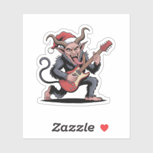 Evil Krampus Playing Guitar Electric Music Xmas  Sticker