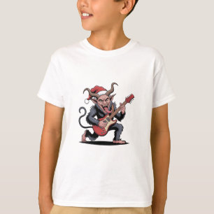 Evil Krampus Playing Guitar Electric Music Xmas  T-Shirt