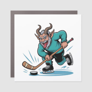 Evil Krampus Playing Ice Hockey Christmas Sport  Car Magnet