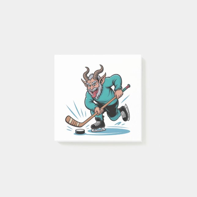 Evil Krampus Playing Ice Hockey Christmas Sport  Post-it Notes (Front)