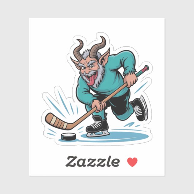 Evil Krampus Playing Ice Hockey Christmas Sport  Sticker (Sheet)