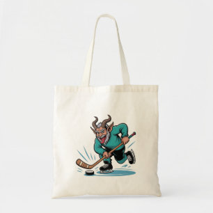 Evil Krampus Playing Ice Hockey Christmas Sport Tote Bag