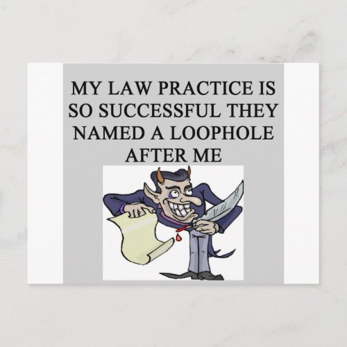evil lawyer joke postcard