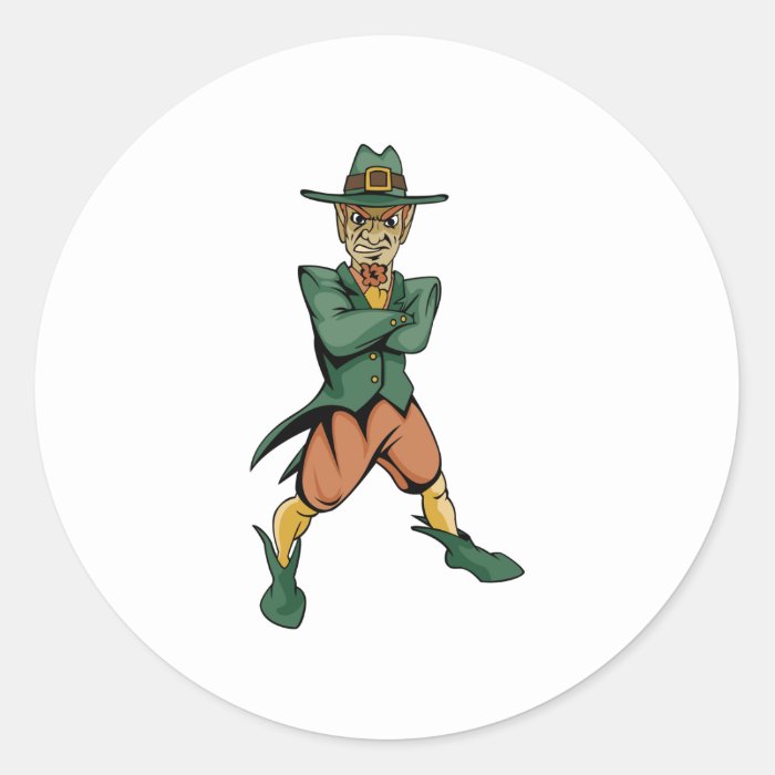 Evil Leprechaun Round Stickers