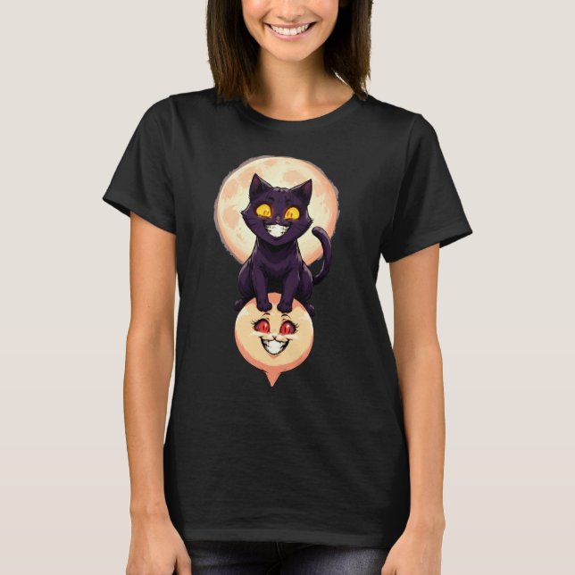 Evil Little Demon Cat Funny Design T-Shirt (Front)