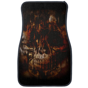 Evil Looking Grunge Day of the Dead Skull Car Mat