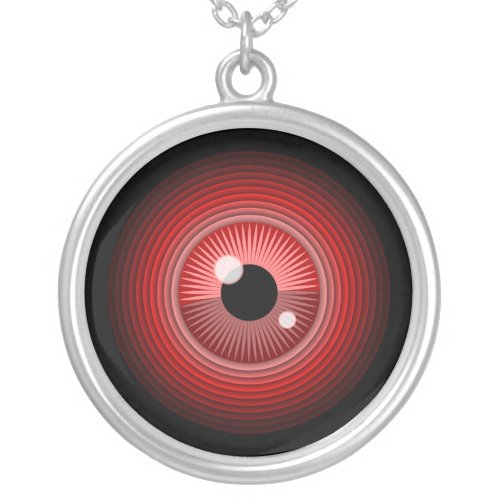 Evil magic red eye of the devil silver plated necklace