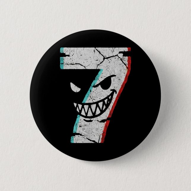 Evil Number 7 Shirt - 7 Ate 9 Joke 67 Meme Hallowe Button (Front)