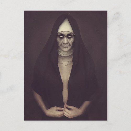 Evil Nun Halloween Postcard