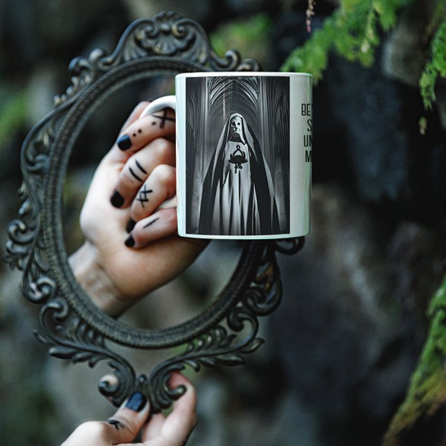 Evil nun in a dark cathedral coffee mug (Creator Uploaded)